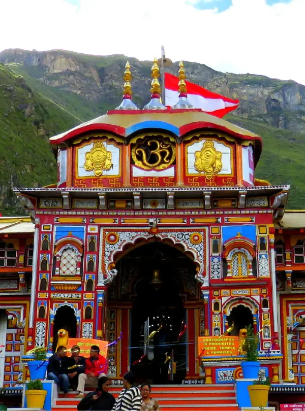 Pilgrims at Badrinath Temple during Char Dham Yatra